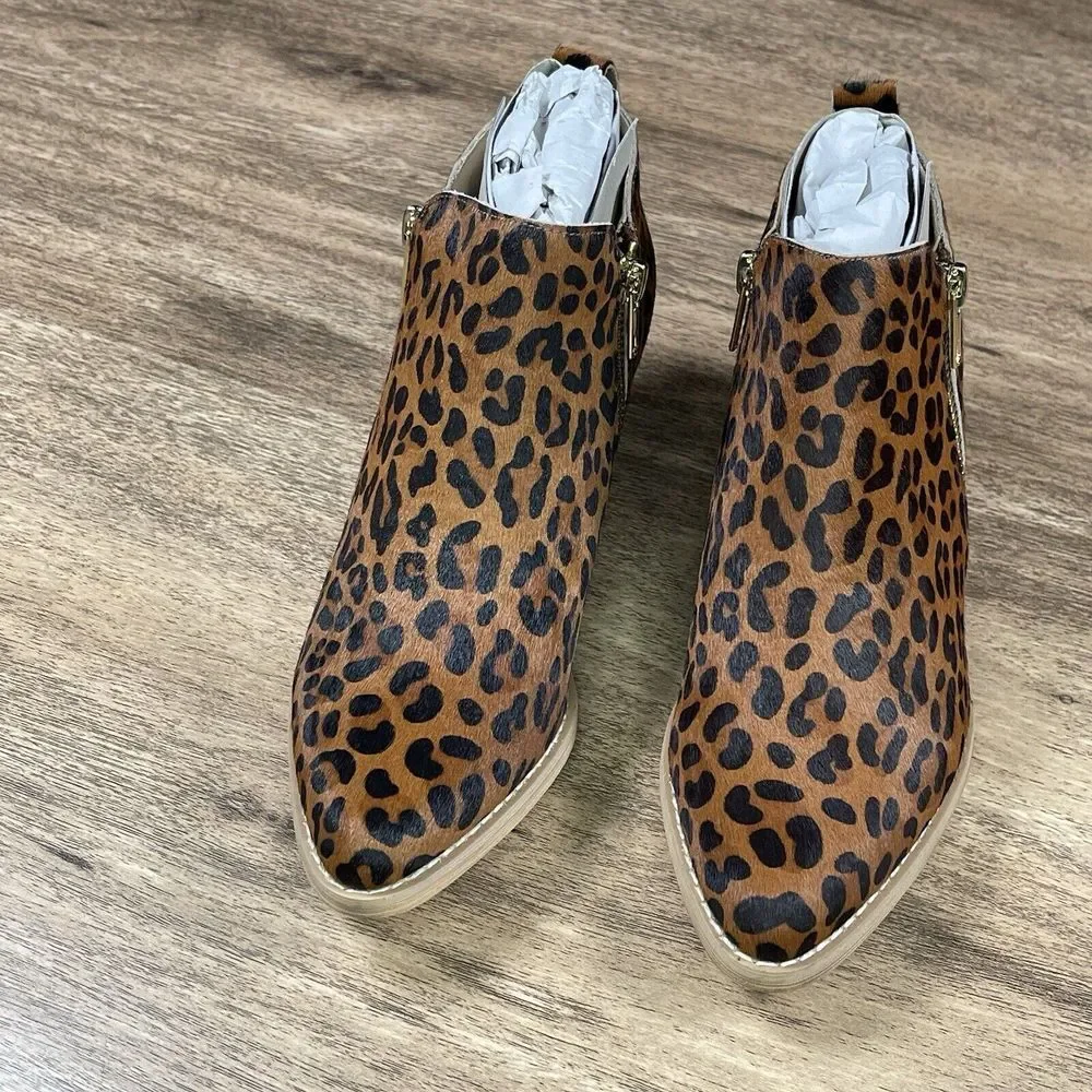 Very‎ Volatile Women's 6 Gracemont Leopard Cheetah Print Leather Ankle Booties